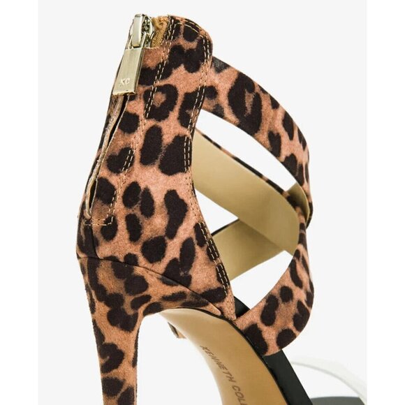 KENNETH Cole BNWOT "Brooke Cross" Vinyl Strap Heels Animal Print Women NEW - Picture 2 of 10